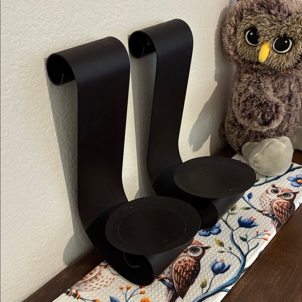 Dark Brown Metal Wall Candle Holders